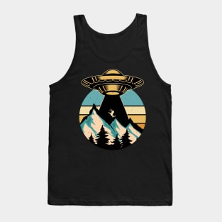 Retro alien ufo mountain hiking Tank Top